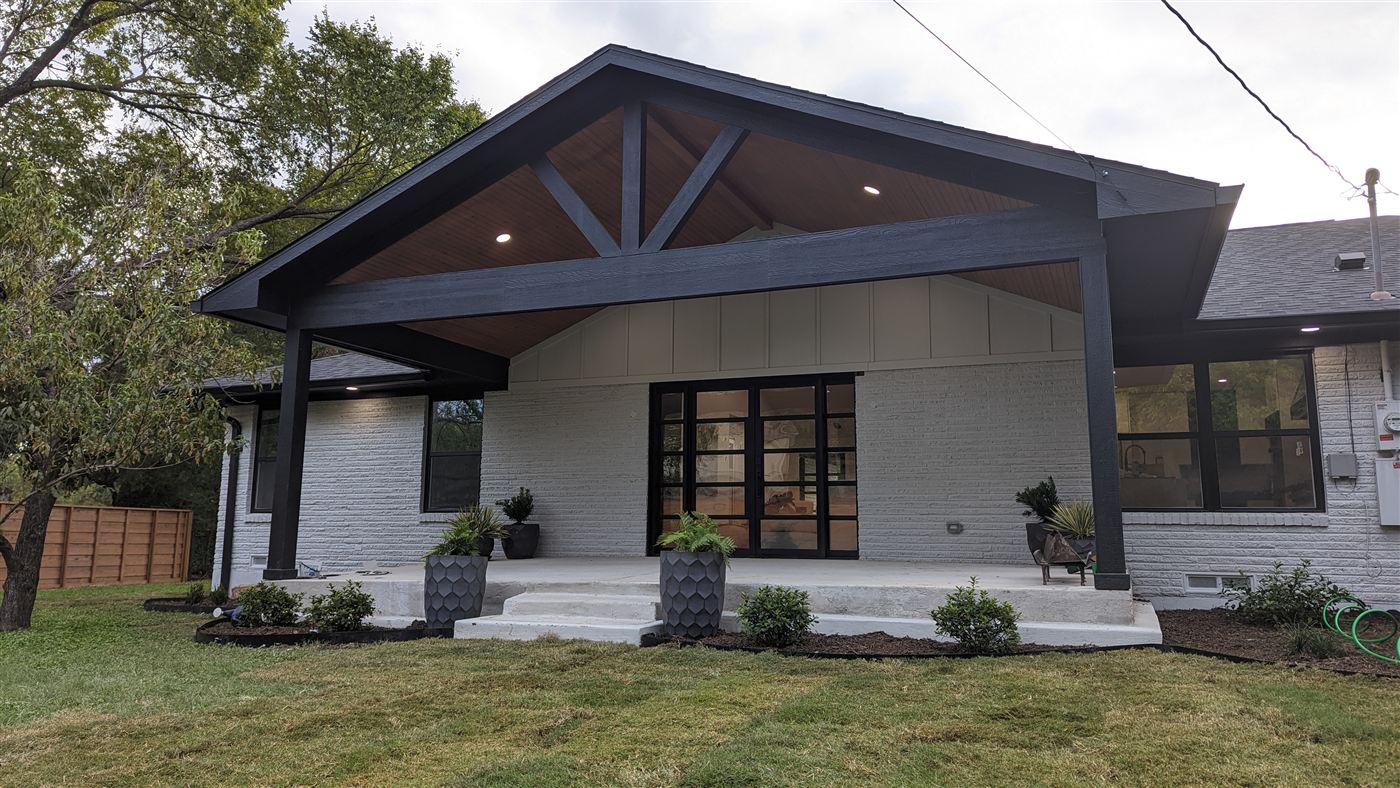 New covered outdoor structure with vaulted wood ceiling, after photo